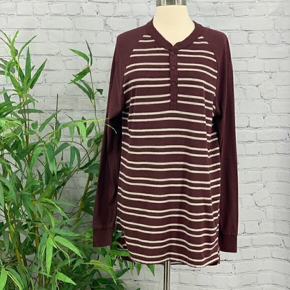 LuLaRoe Other - 🎉LuLaRoe Maroon w/ Cream Stripe Long Sleeve Mark